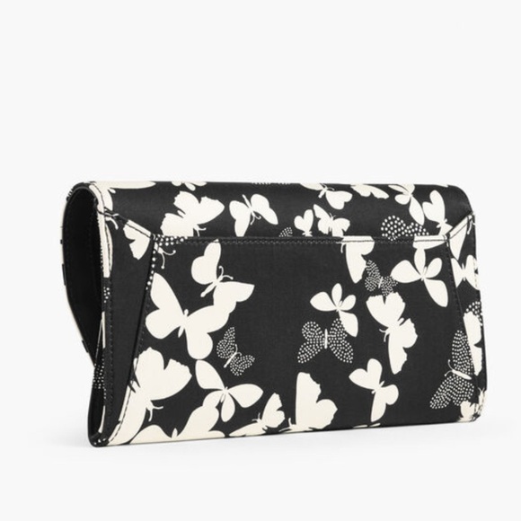 Talbots Black and White Butterfly Clutch with Detachable Gold Chain - Picture 2 of 10